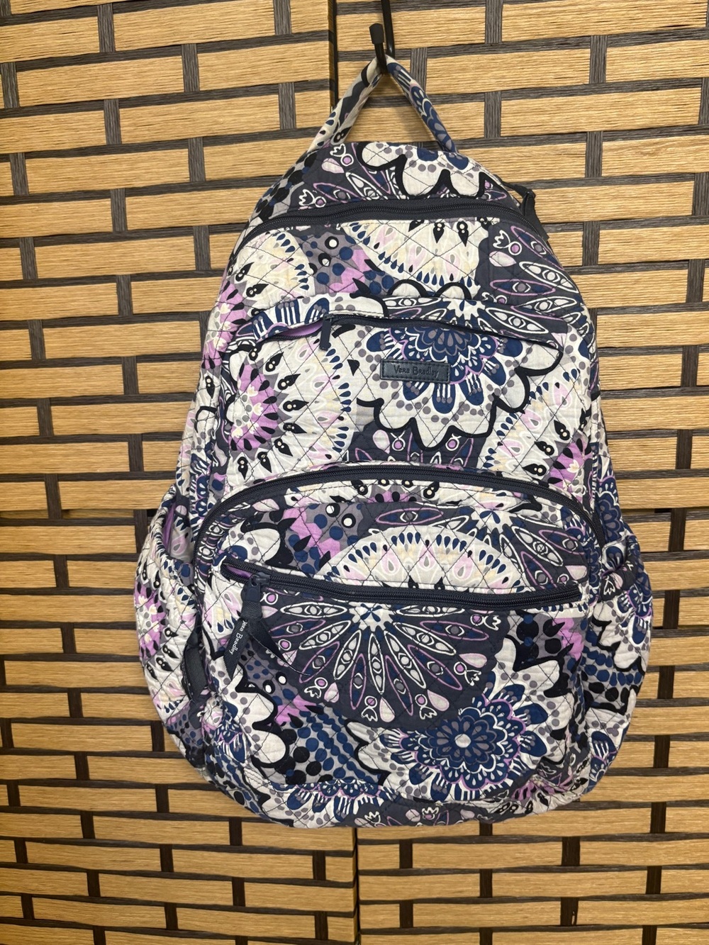 Vera Bradley purple and navy floral backpack
